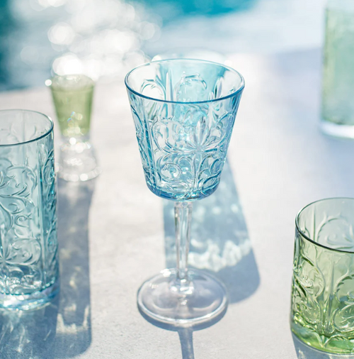 Vietri Barocco Light Blue Wine Glass - Set of 4 Vietri