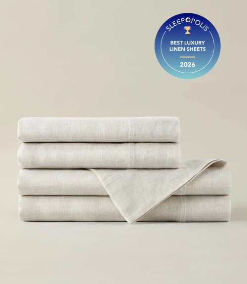 Peacock Alley European Washed Linen Sheet Set in Natural