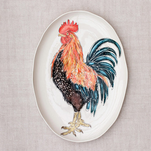 Vietri Fattoria Rooster Large Oval Platter