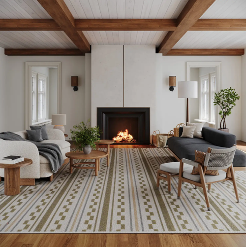 Dash & Albert Caldera Tan Modern Checkered Indoor/Outdoor Rug