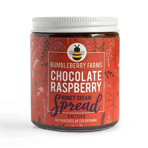 Bumbleberry Farms Chocolate Raspberry Honey Cream Spread 8 oz jar