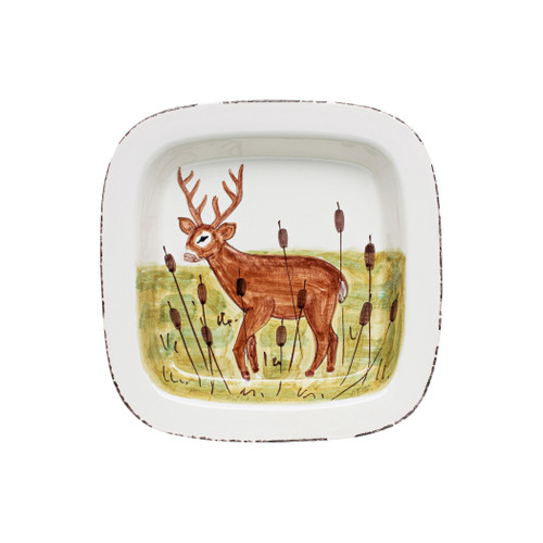 Wildlife Deer Rimmed Square Platter VIETRI