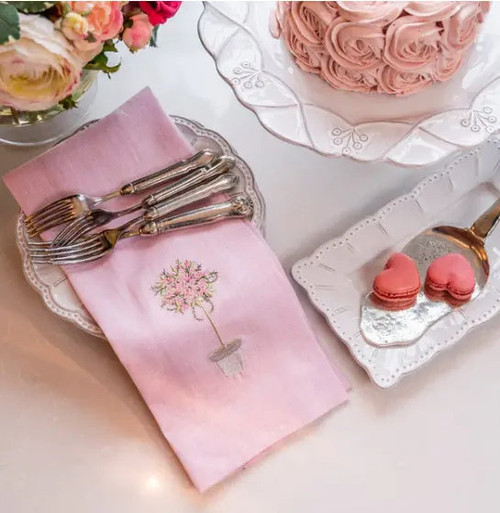 Pink Topiary Linen Towel Arte Italica