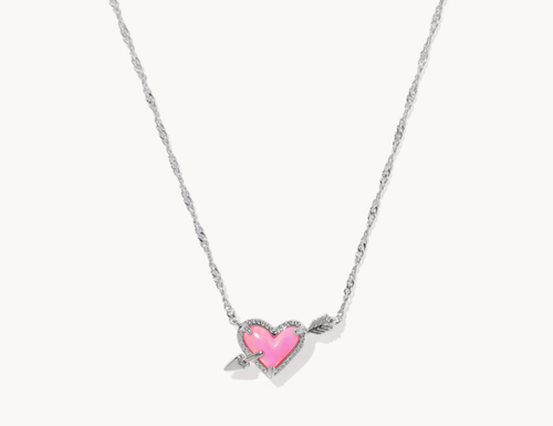 Ari Heart Arrow Silver Short Pendant Necklace