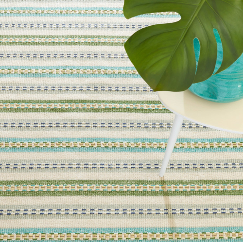 Dash & Albert Long Slade Teal Handwoven Cotton Rug Dash and Albert