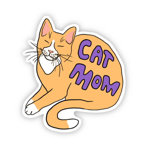 Cat Mom Sticker Purple Lettering Big Moods