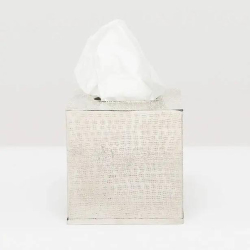 Pigeon & Poodle Buren Tissue Box in Shiny Nickel Etched Metal Pigeon & Poodle