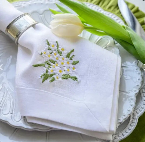 Daisy Bouquet Large Napkin Set of 4 Arte Italica