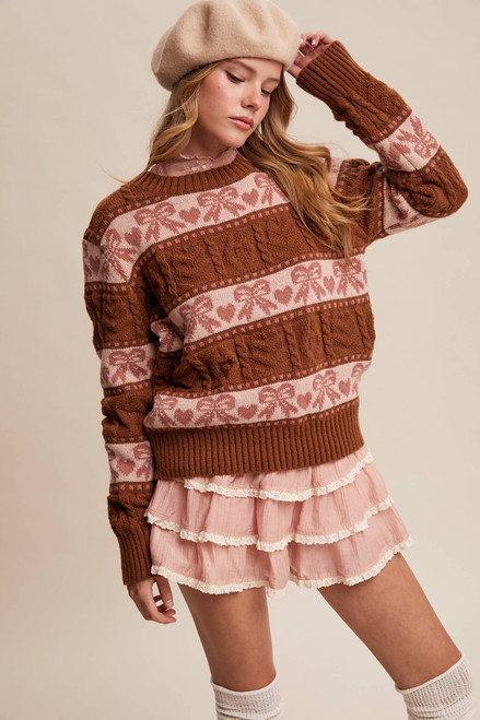 Bow & Heart Knit Pullover