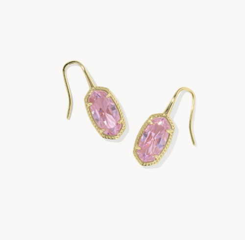 Lee Luxe Gold Drop Earrings in Light Pink CZ