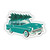 Classic Car With Christmas Tree Vintage Sticker