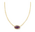 Elisa Vintage Gold Bamboo Frame Short Pendant Necklace in Amethyst