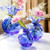 Hibiscus Glass Cobalt Tortoiseshell Large Fluted Vase VIETRI