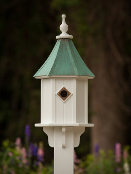 10"W x 28"H - Hexagon Blue Bird House