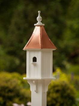 10"W x 28"H - Hexagon Blue Bird House with Perch 10"W x 28"H - Hexagon Blue Bird House with Perch
