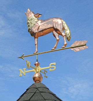 Wolf Weathervane with brass accents Wolf Weathervane with brass accents