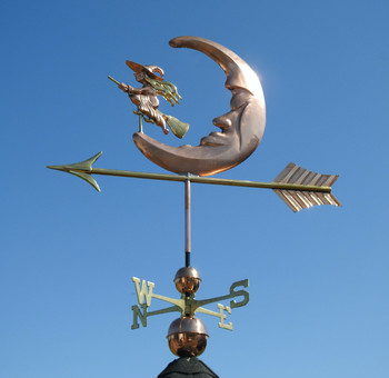 Large Moon and Witch Weathervane