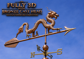 Large Dragon Weathervane With Arrow 