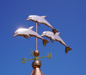 Large Three Dolphins Weathervane