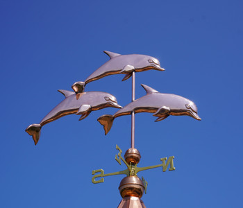 Large Three Dolphins Weathervane