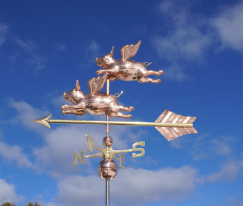 Two 3D Flying Pig's Weathervane
