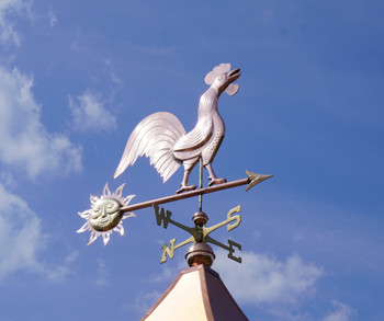 Crowing Rooster with Sun Weathervane 