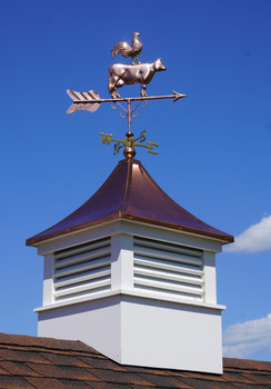  Small Rooster on Cow Weathervane on cupola 