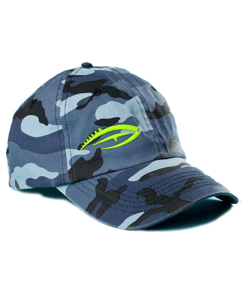 blue camouflage hat