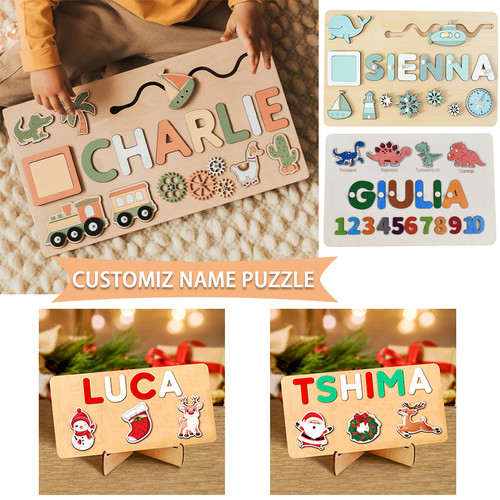 Personalisierbares Montessori Holzpuzzle – Lernspiel mit eigenem Namen Personalisierbares Montessori Holzpuzzle – Lernspiel mit eigenem Namen