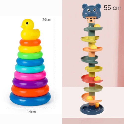 Montessori Rolling Ball Drop Tower & Stapel- & Lernspielzeug für Babys (1–3 Jahre)
