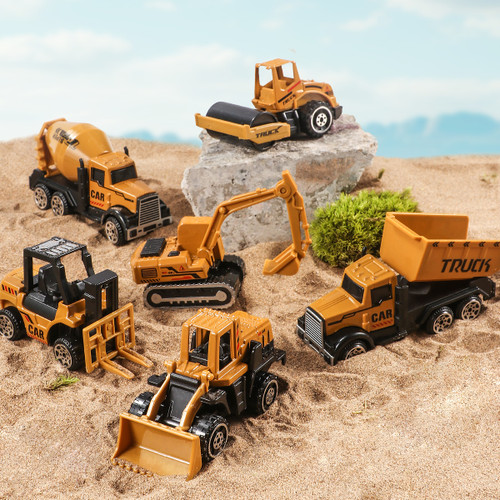 6-teiliges Alloy Diecast Auto-Spielzeugset – Miniatur Baufahrzeuge für Kinder