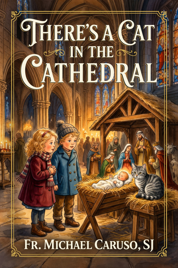 There's a Cat in the Cathedral by Fr. Michael Caruso, SJ Hardcover Children's Book Front Cover Image