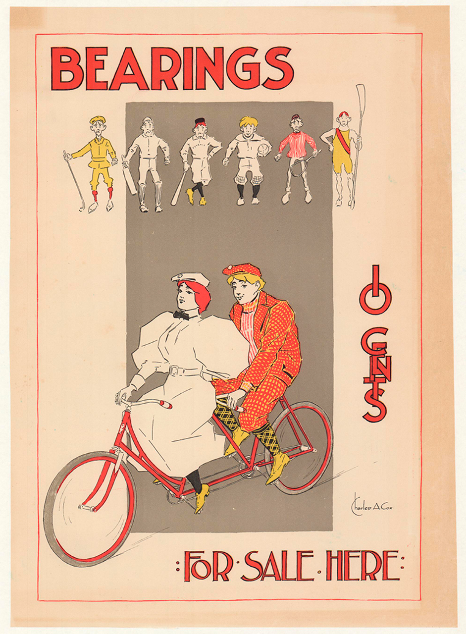 Bearings Tandem Original Vintage Bicycle Poster by Charles A. Cox