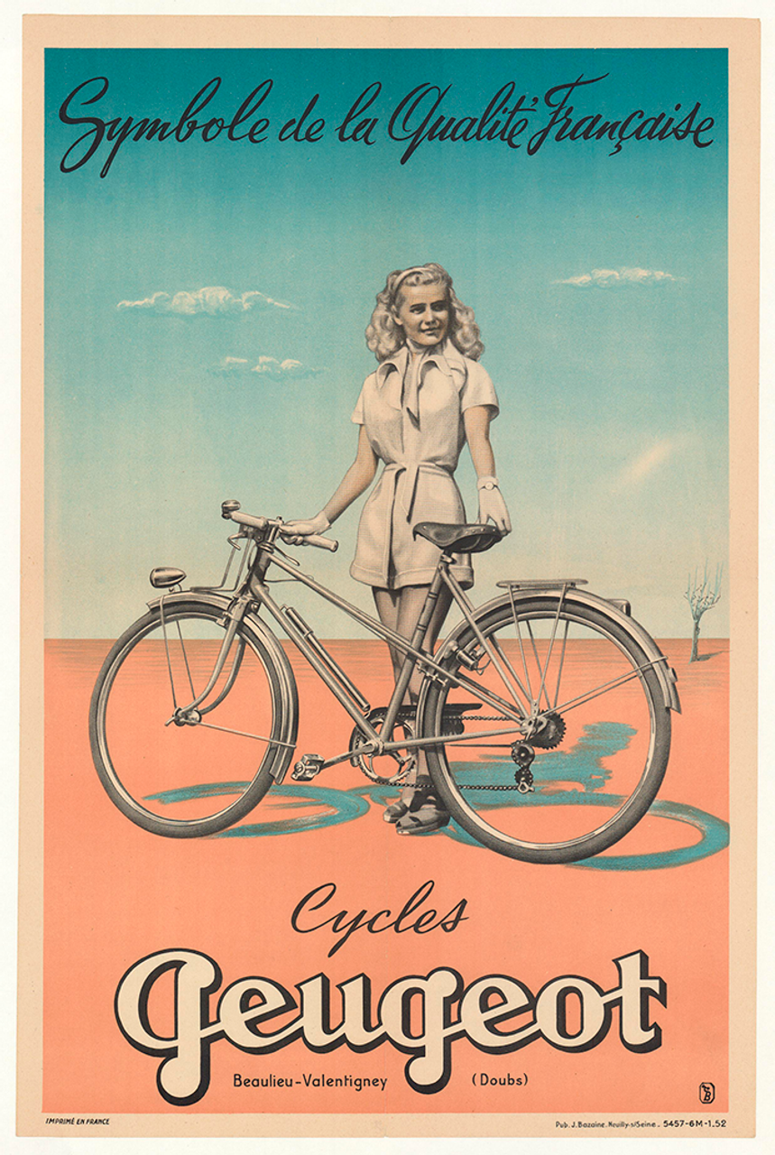 Cycles Peugeot Original Vintage Bicycle Poster