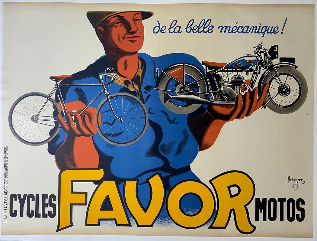 Cycles Favor Original Vintage  Bicycle Poster by Bellenger