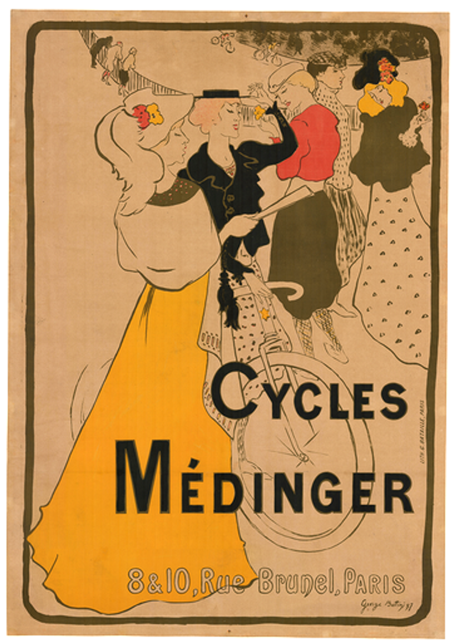 Cycles Medinger Original Vintage  Bicycle Poster by Georges A. Bottini