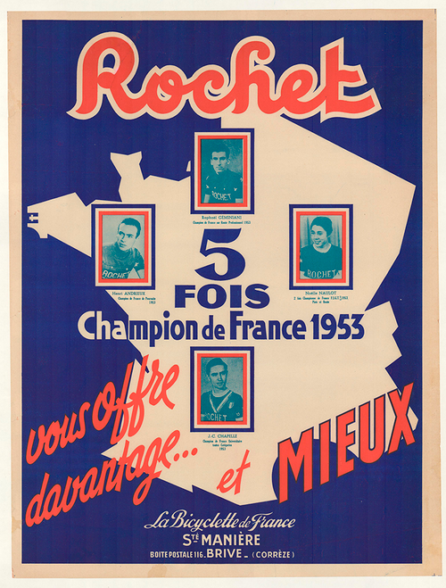 Rochet Original Vintage Bicycle Poster French Champions