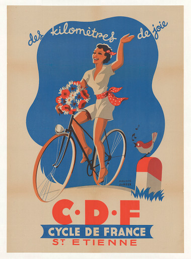 Cycle de France St Etienne Original Vintage Bicycle Poster