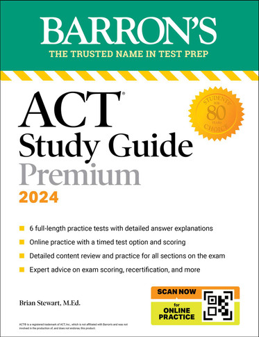 ACT Study Guide Premium, 2024: 6 Practice Tests + Comprehensive Review + Online Practice