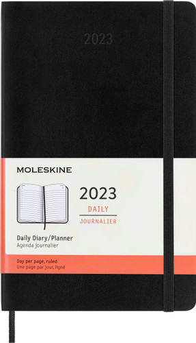 Moleskine 2023 Daily Planner, 12M, Large, Black, Soft Cover (5 x 8.25)