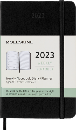 Moleskine 2023 Weekly Notebook Planner, 12M, Pocket, Black, Hard Cover (3.5 x 5.5)