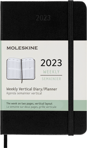 Moleskine 2023 Weekly Vertical Planner, 12M, Pocket, Black, Hard Cover (3.5 x 5.5)