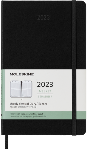 Moleskine 2023 Weekly Vertical Planner, 12M, Large, Black, Hard Cover (5 x 8.25)