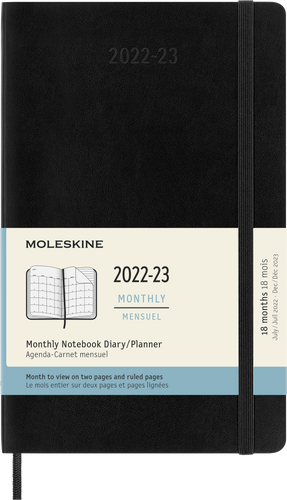 Moleskine 2023 Monthly Planner, 18M, Large, Black, Soft Cover (5 x 8.5)