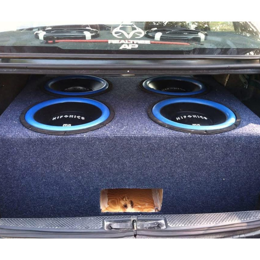 Quad Hifonics Zeus Subwoofer Trunk Setup w/Custom Ported Carpeted Box