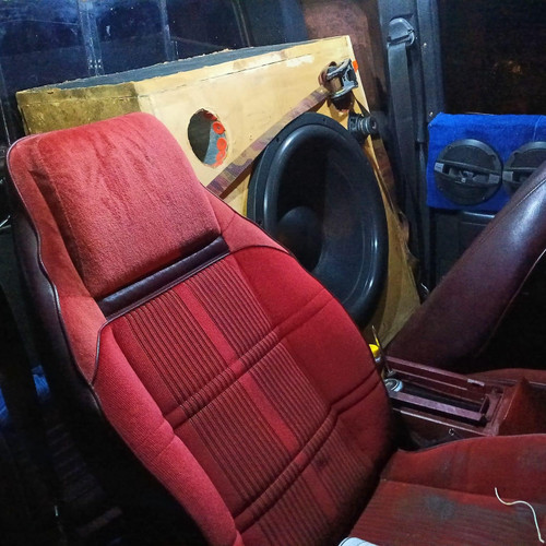 Large Unknown Subwoofer w/Custom Ported Truck Subwoofer Box & Speaker Pods
