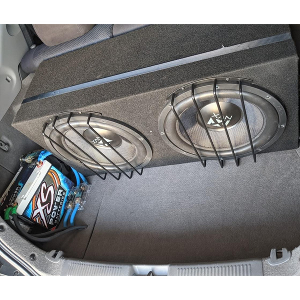 Dual NVX Subwoofer Setup w/Grille Bars & XS Power Battery