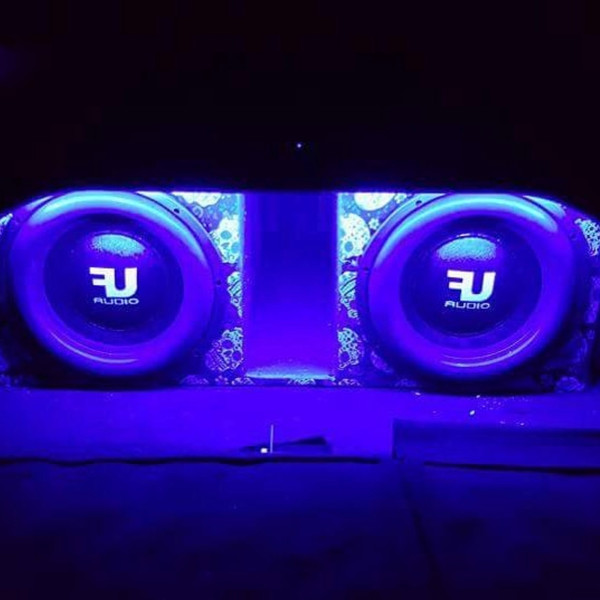 Dual FU Audio 12 Inch Subwoofer Setup w/Custom Center Slot Port Box & LEDs