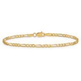 14K 9 inch 2.25mm Flat Figaro with Lobster Clasp Anklet