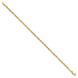 14K 9 inch 2.5mm Ultra Diamond-cut Rope with Lobster Clasp Anklet